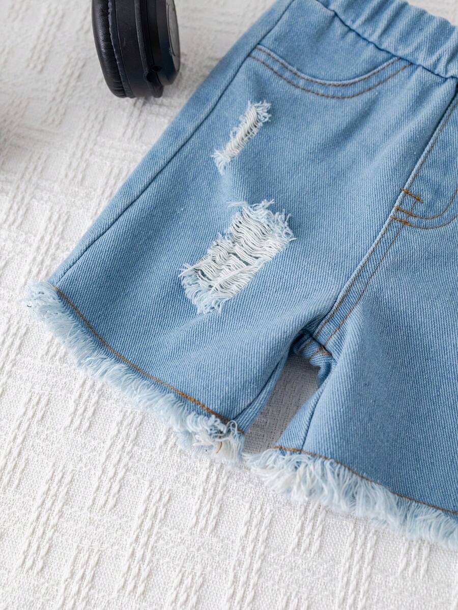 Baby Boy Car Graphic Tank Top and Denim Shorts 2 Piece Casual Summer Outfit Set