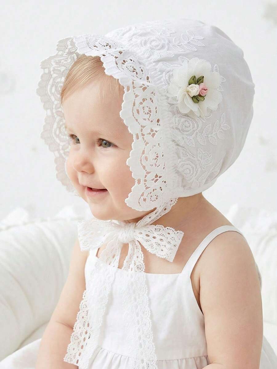 1pc Vintage Embroidered Regal Style Bonnet for Baby Daily Wear