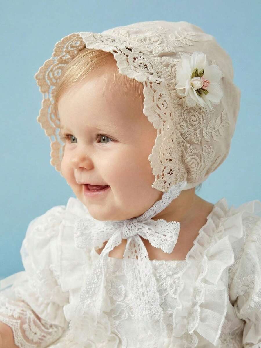 1pc Vintage Embroidered Regal Style Bonnet for Baby Daily Wear