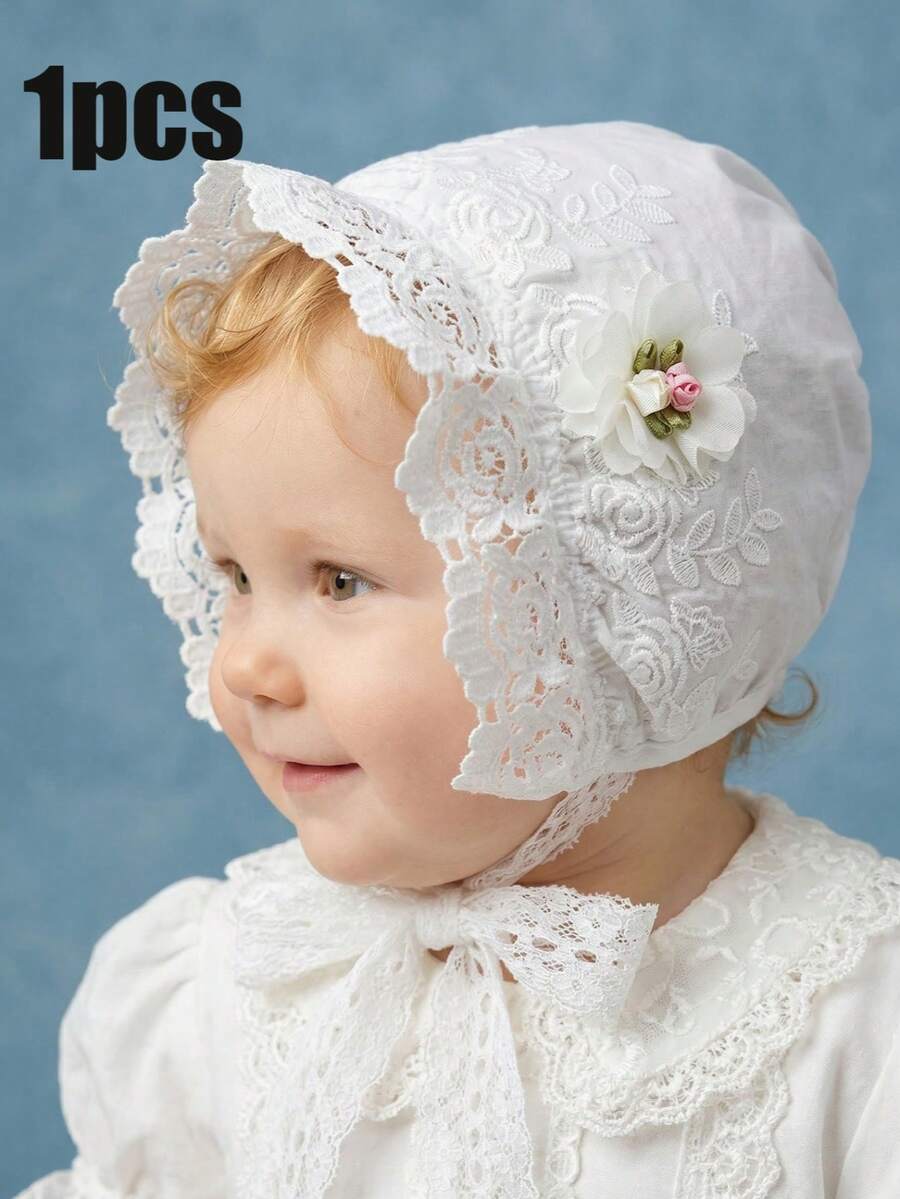 1pc Vintage Embroidered Regal Style Bonnet for Baby Daily Wear