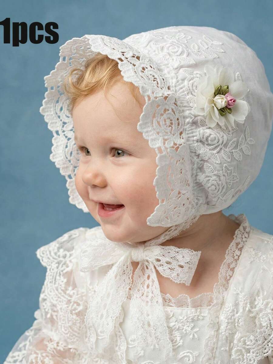 1pc Vintage Embroidered Regal Style Bonnet for Baby Daily Wear