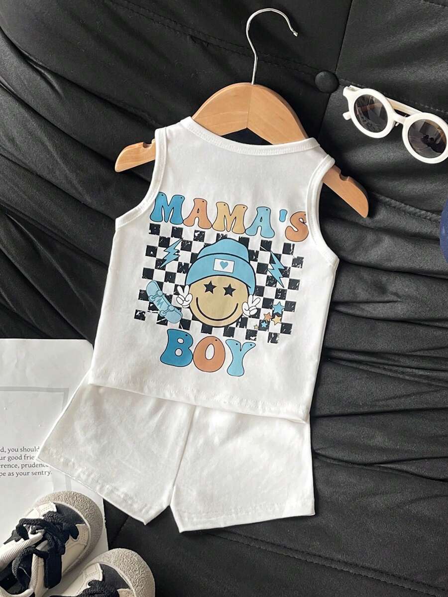 Baby Boy Striped Tank Top and Animal Embroidered Shorts 2 Piece Casual Summer Outfit Set