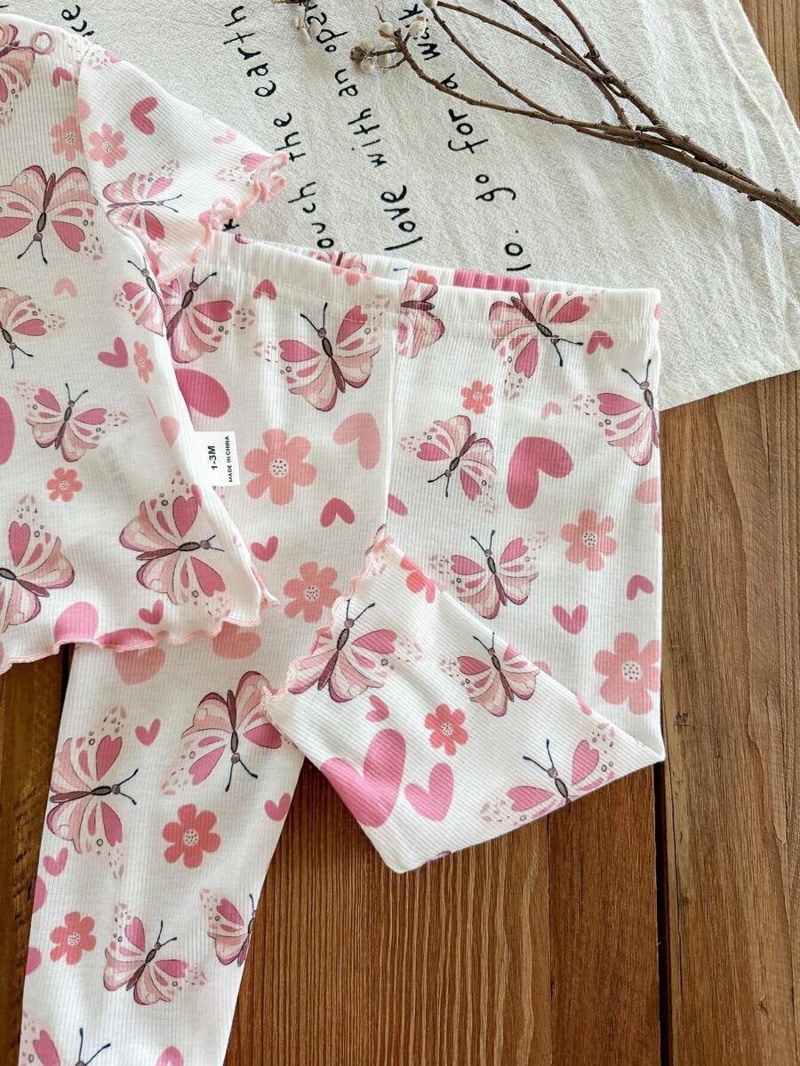 Baby Strawberry Print Short Sleeve Pajama Set for Cozy Summer Sleepwear