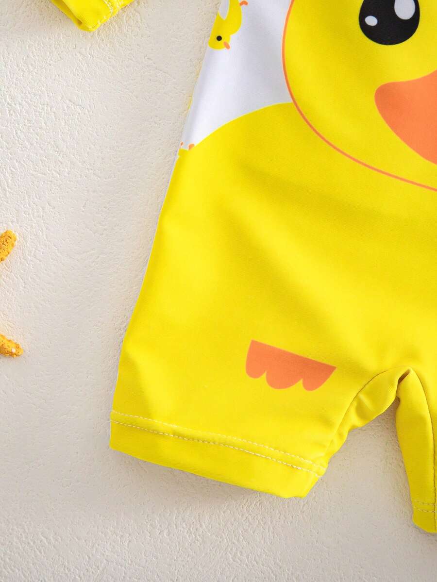 Baby Striped Dolphin Print One-Piece Swimsuit for Beach Vacation and Pool Days