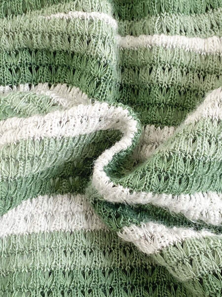 Infant Baby Boy Green White Striped Waffle Knit Polo Shirt and Shorts 2 Piece Casual Outfit Set