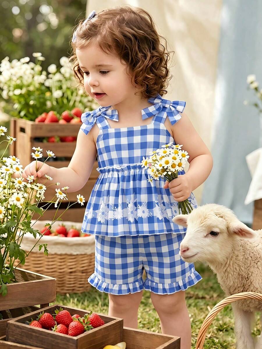 Cute Cherry Summer Clothing Set For Little Girls Party And Outing Style
