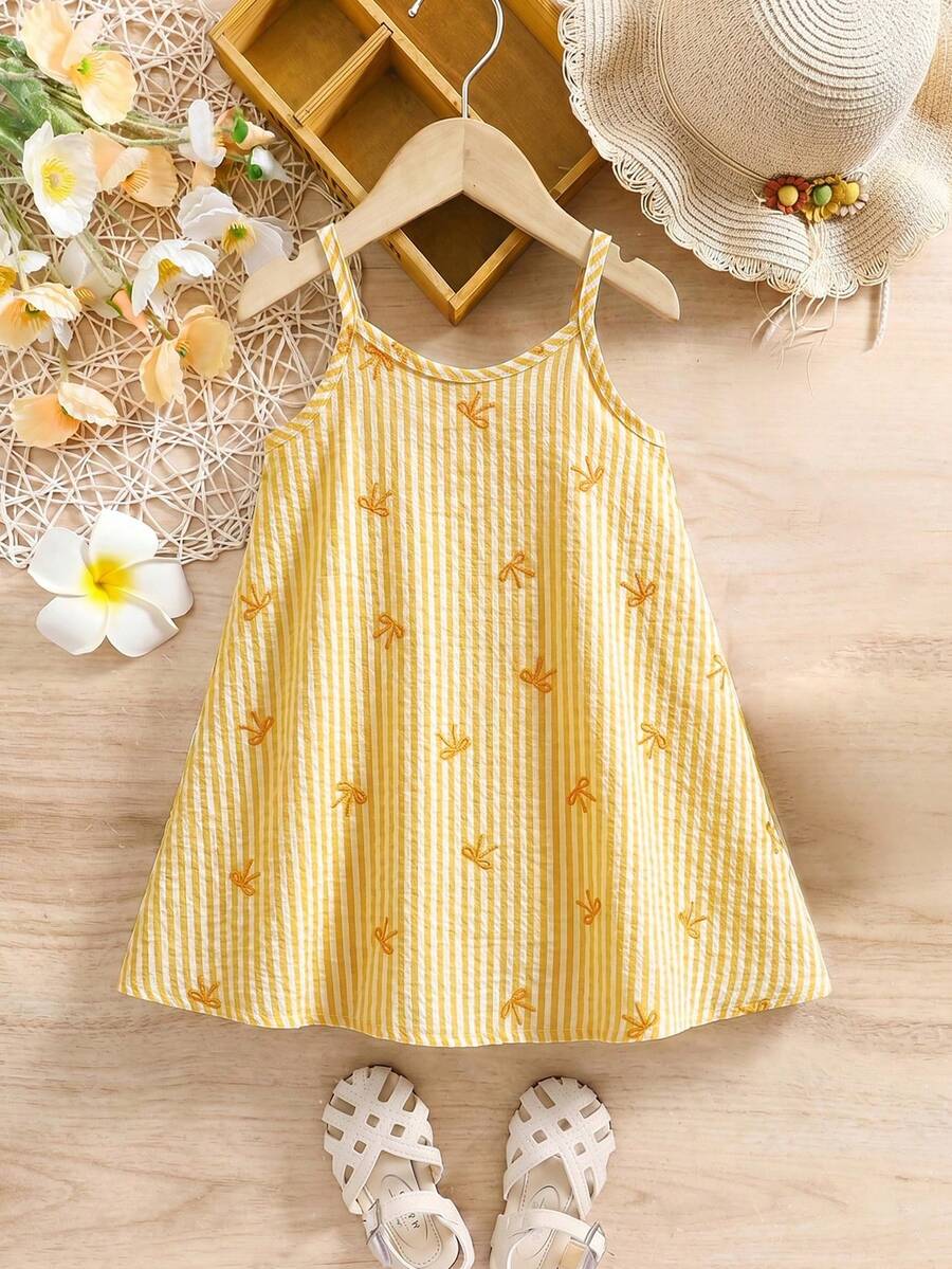 Toddler Girls Rainbow Stripe Sundress Loose Casual Beach Vacation Wear