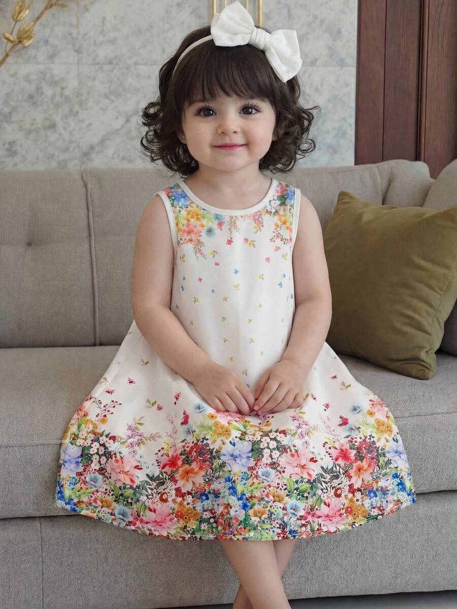 Little Girls Backless Floral Tulle Dress Sweet A Line Princess Party Wear