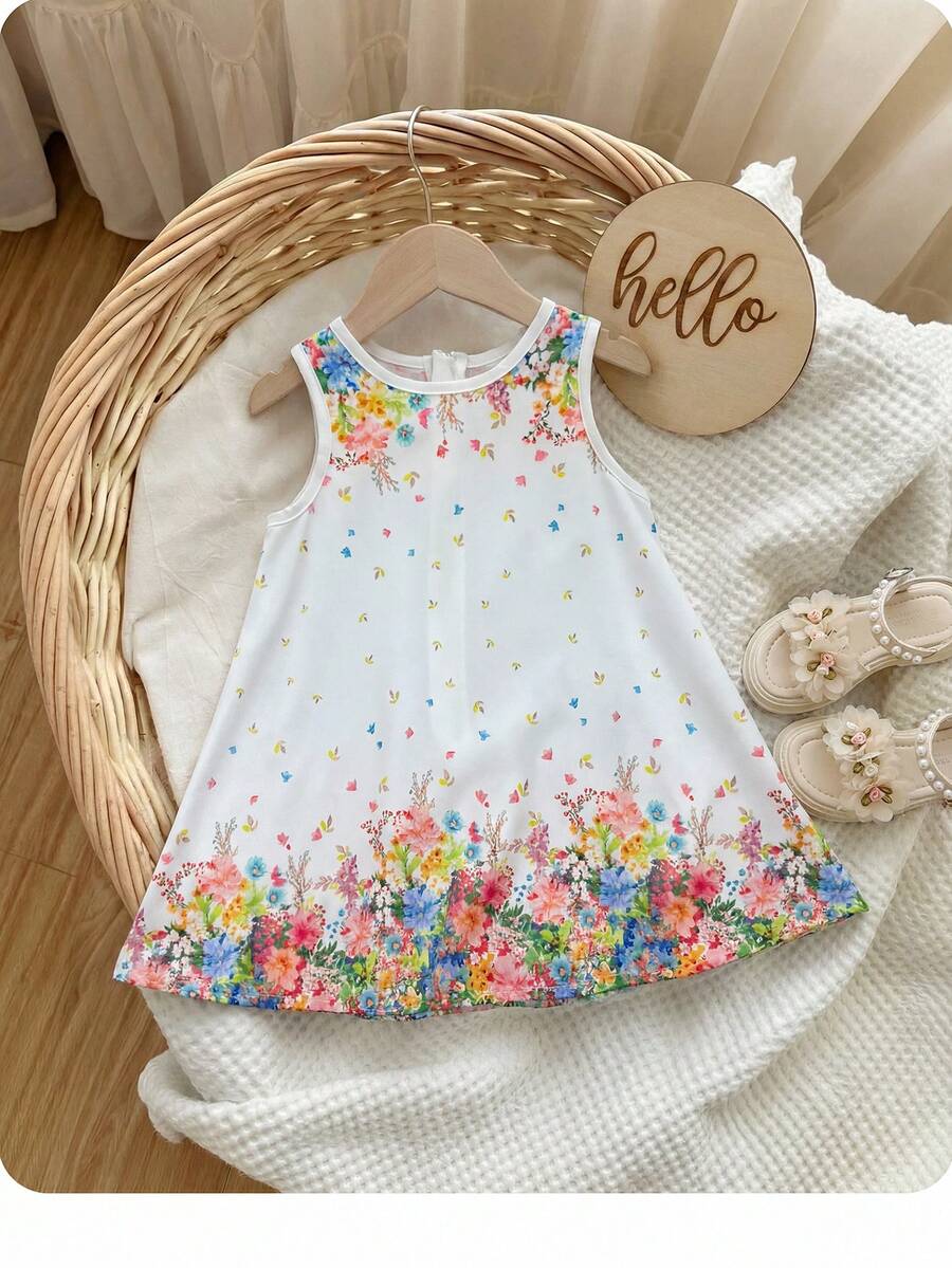 Little Girls Backless Floral Tulle Dress Sweet A Line Princess Party Wear