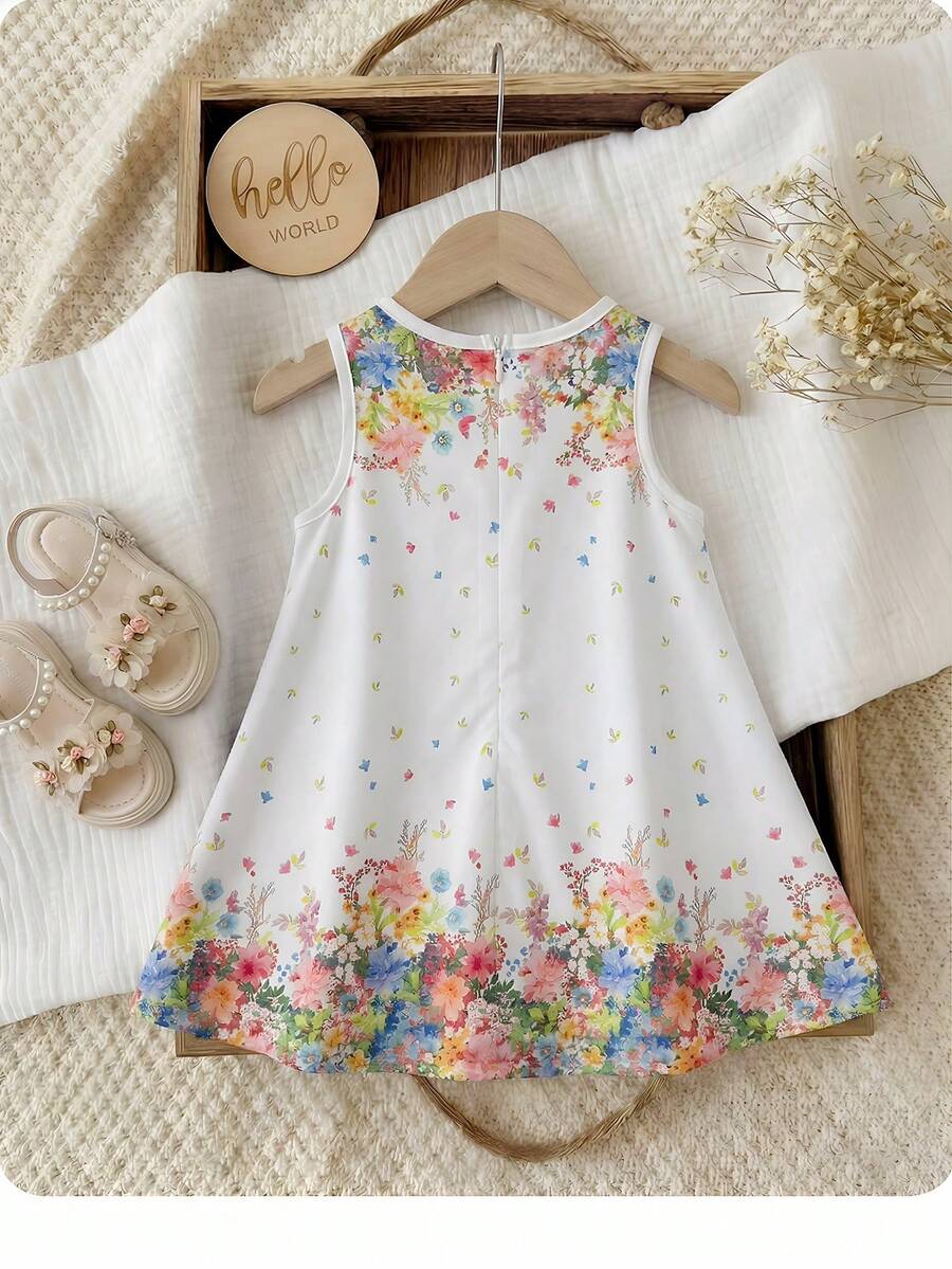 Little Girls Backless Floral Tulle Dress Sweet A Line Princess Party Wear