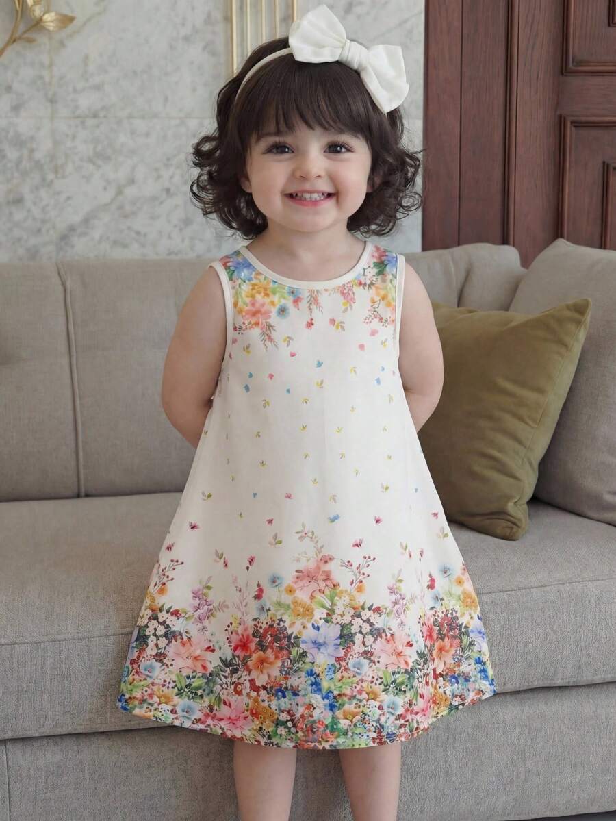 Little Girls Backless Floral Tulle Dress Sweet A Line Princess Party Wear