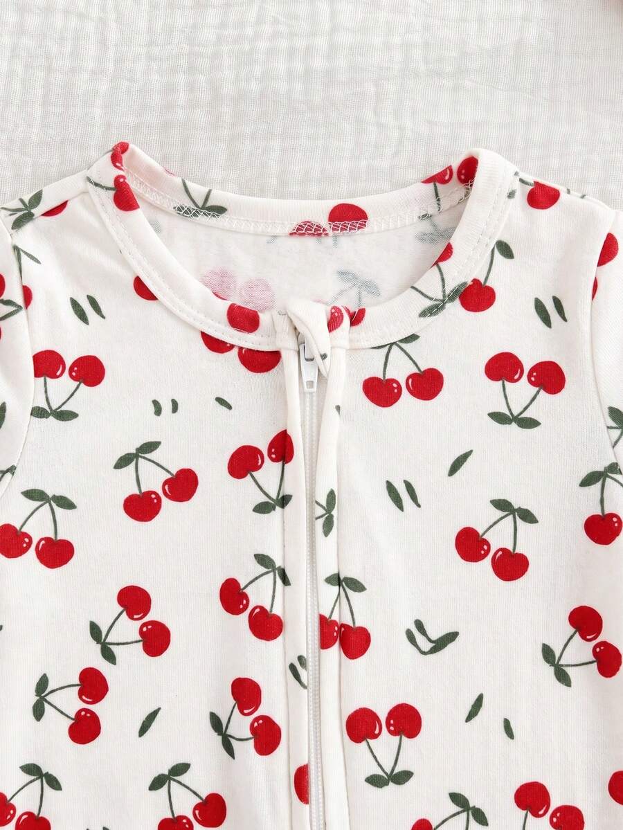 Floral Print Baby Girl Knit Romper with Long Sleeve Crew Neck Design