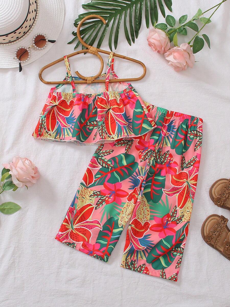 Summer Vibe Floral Print Cami & Loose Pants Set for Baby Girls
