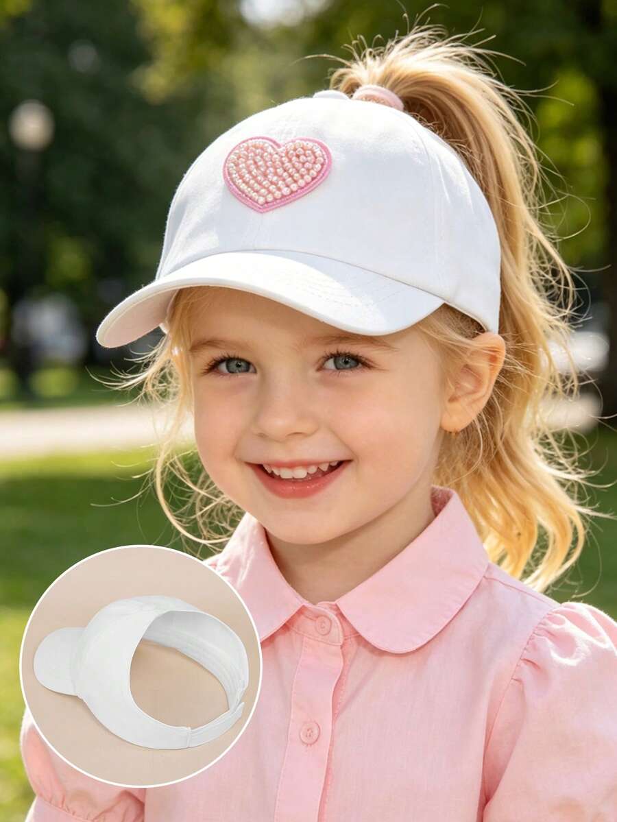 Butterfly Patch Ponytail Baseball Cap for Kids Summer Outdoor Wear