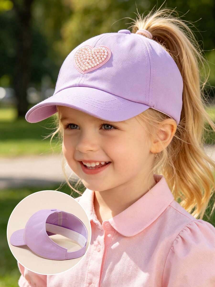 Butterfly Patch Ponytail Baseball Cap for Kids Summer Outdoor Wear