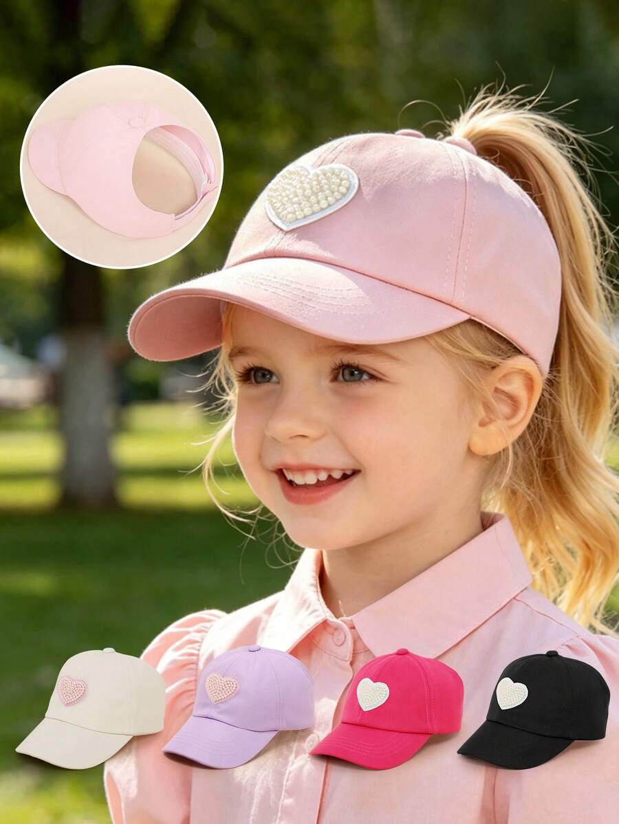 Butterfly Patch Ponytail Baseball Cap for Kids Summer Outdoor Wear