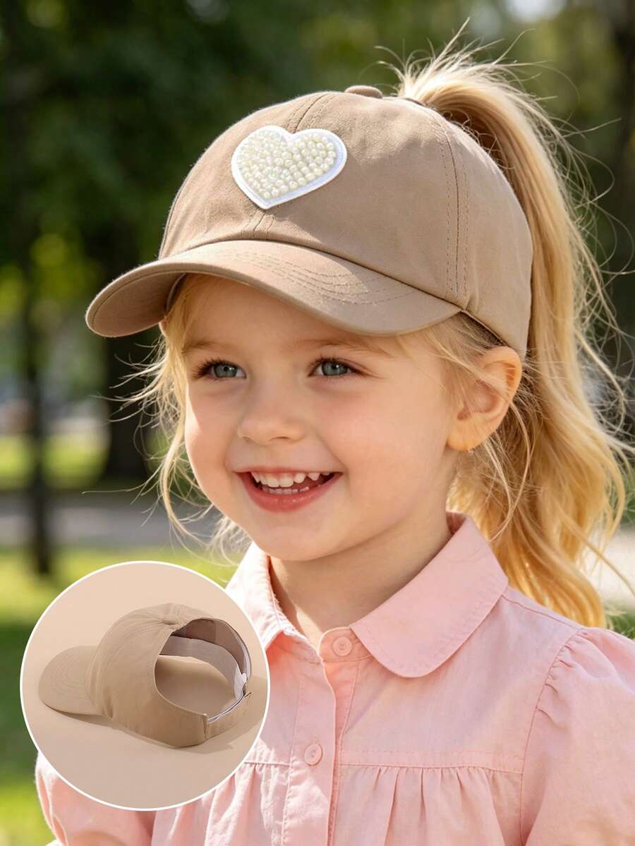 Butterfly Patch Ponytail Baseball Cap for Kids Summer Outdoor Wear