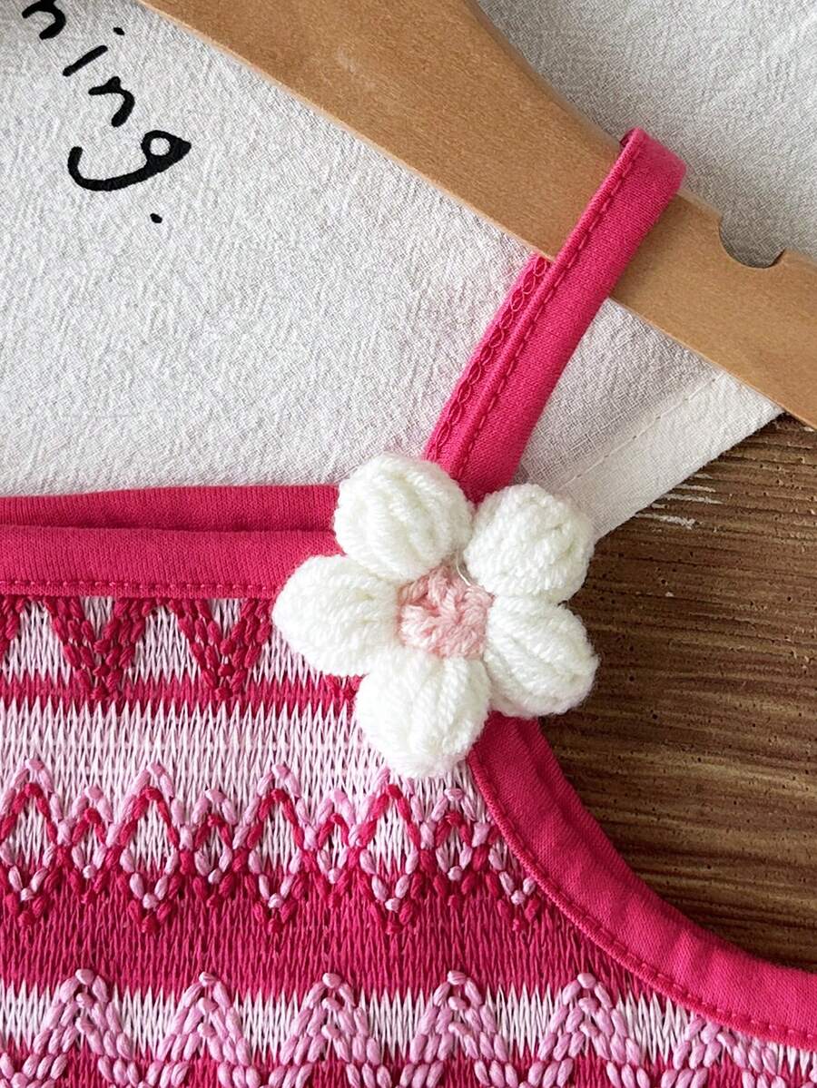 Striped Knit Camisole And Shorts Set For Baby Girls Summer Vacation Wear