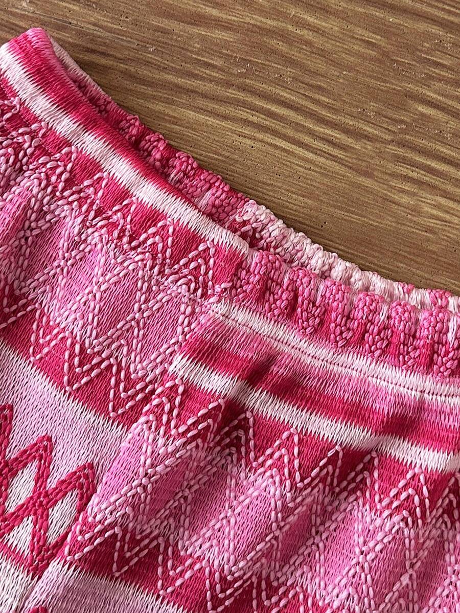 Striped Knit Camisole And Shorts Set For Baby Girls Summer Vacation Wear