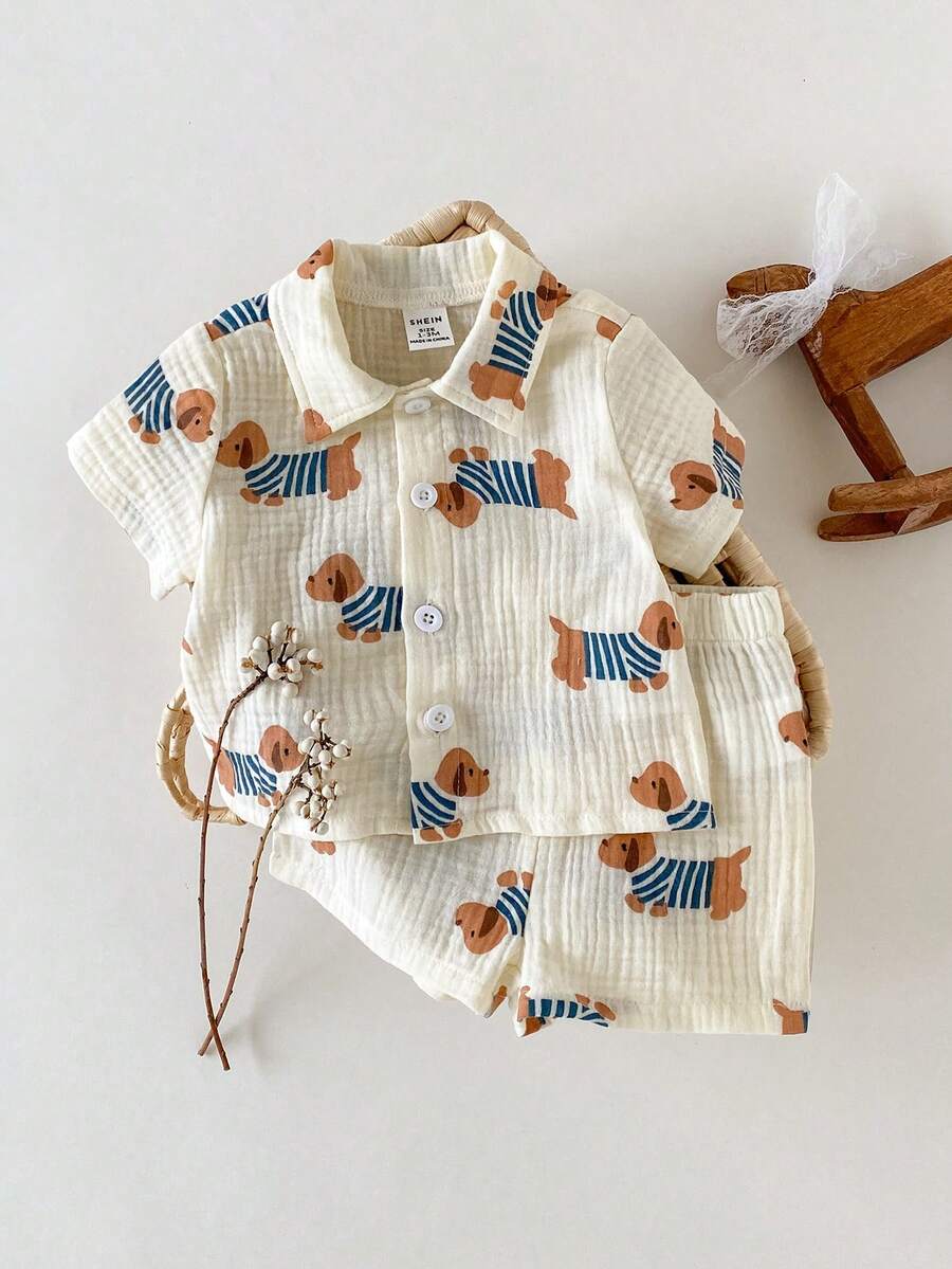 2PCS Baby Boy Gentleman Style Shirt and Shorts Set for Stylish Summer Daily Wear