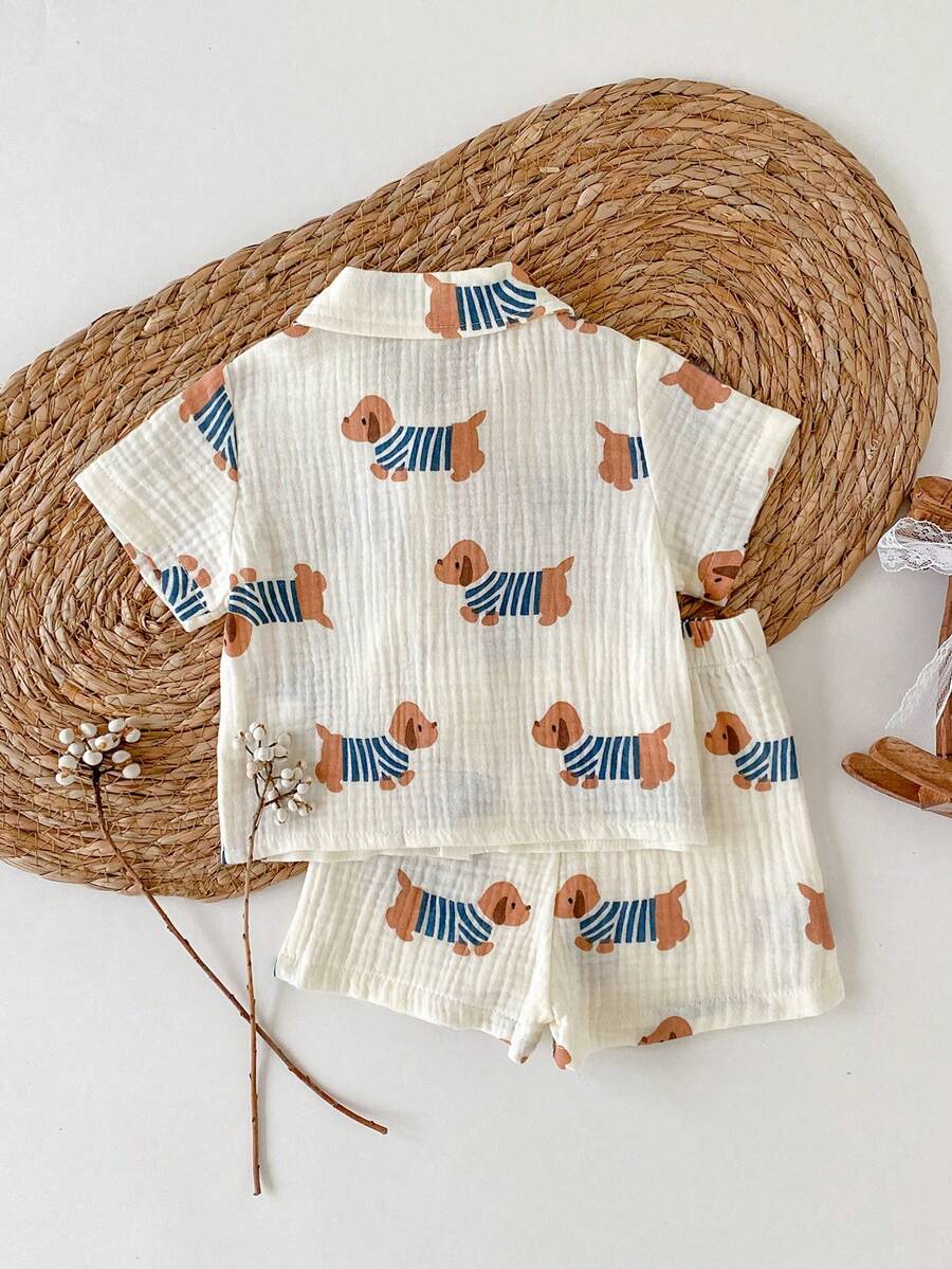 2PCS Baby Boy Gentleman Style Shirt and Shorts Set for Stylish Summer Daily Wear