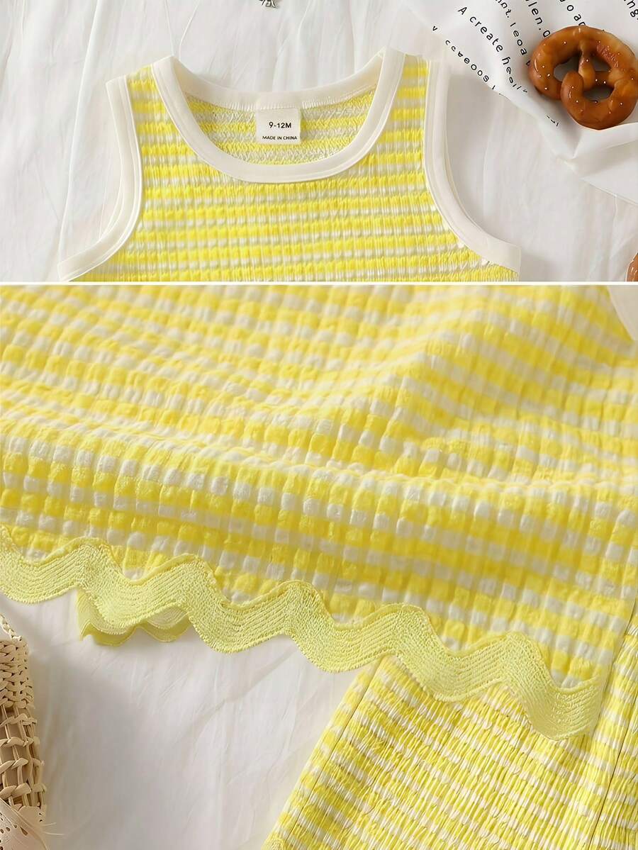 Two Piece Summer Clothing Set For Kids Girls Floral Knit Top And Shorts