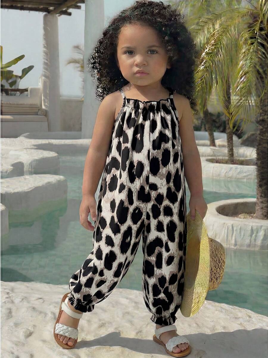 Baby Girl Casual Spaghetti Strap Jumpsuit Cute Sleeveless Summer Vacation Outfit For Newborn Infant Toddler Girls