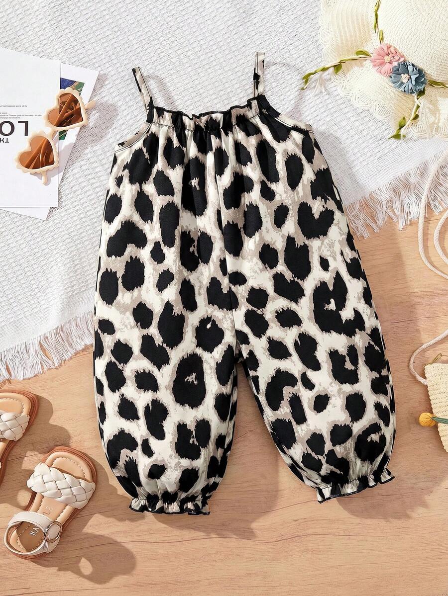 Baby Girl Casual Spaghetti Strap Jumpsuit Cute Sleeveless Summer Vacation Outfit For Newborn Infant Toddler Girls