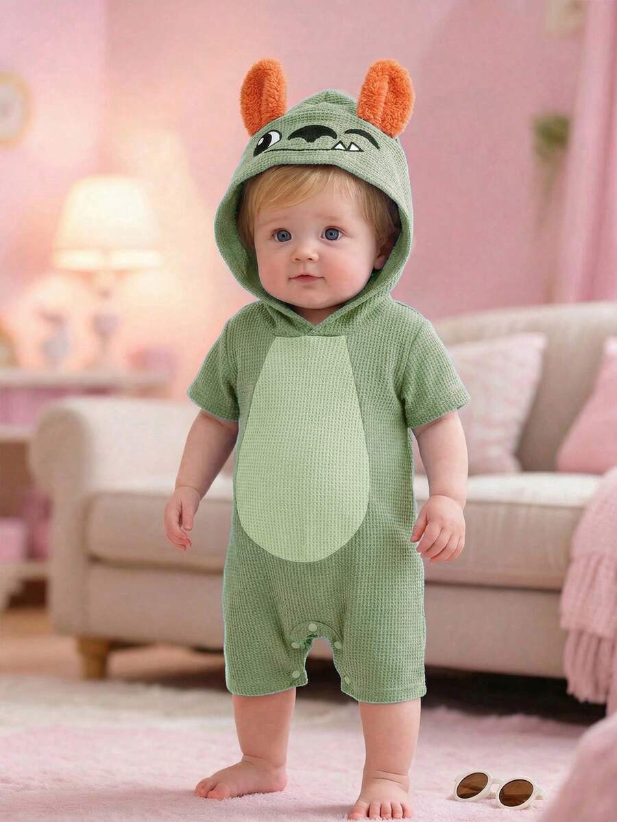 3D Big Ear Hooded Romper Set For Newborn Baby Boys And Girls Summer Outfit