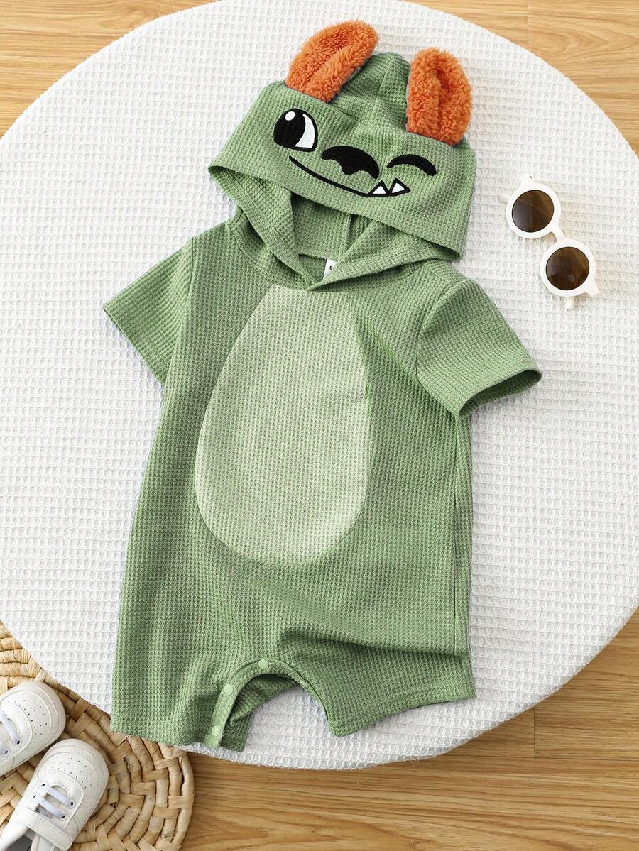 3D Big Ear Hooded Romper Set For Newborn Baby Boys And Girls Summer Outfit