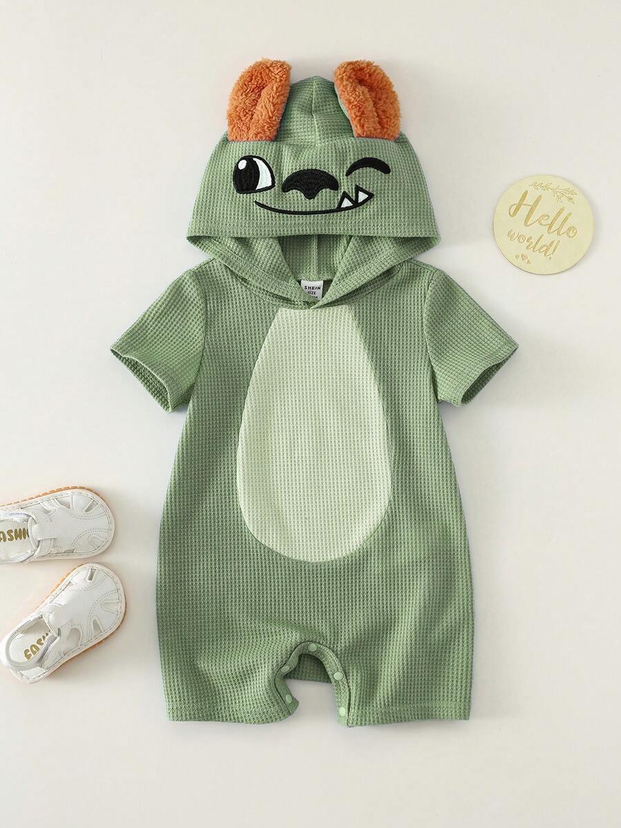 3D Big Ear Hooded Romper Set For Newborn Baby Boys And Girls Summer Outfit