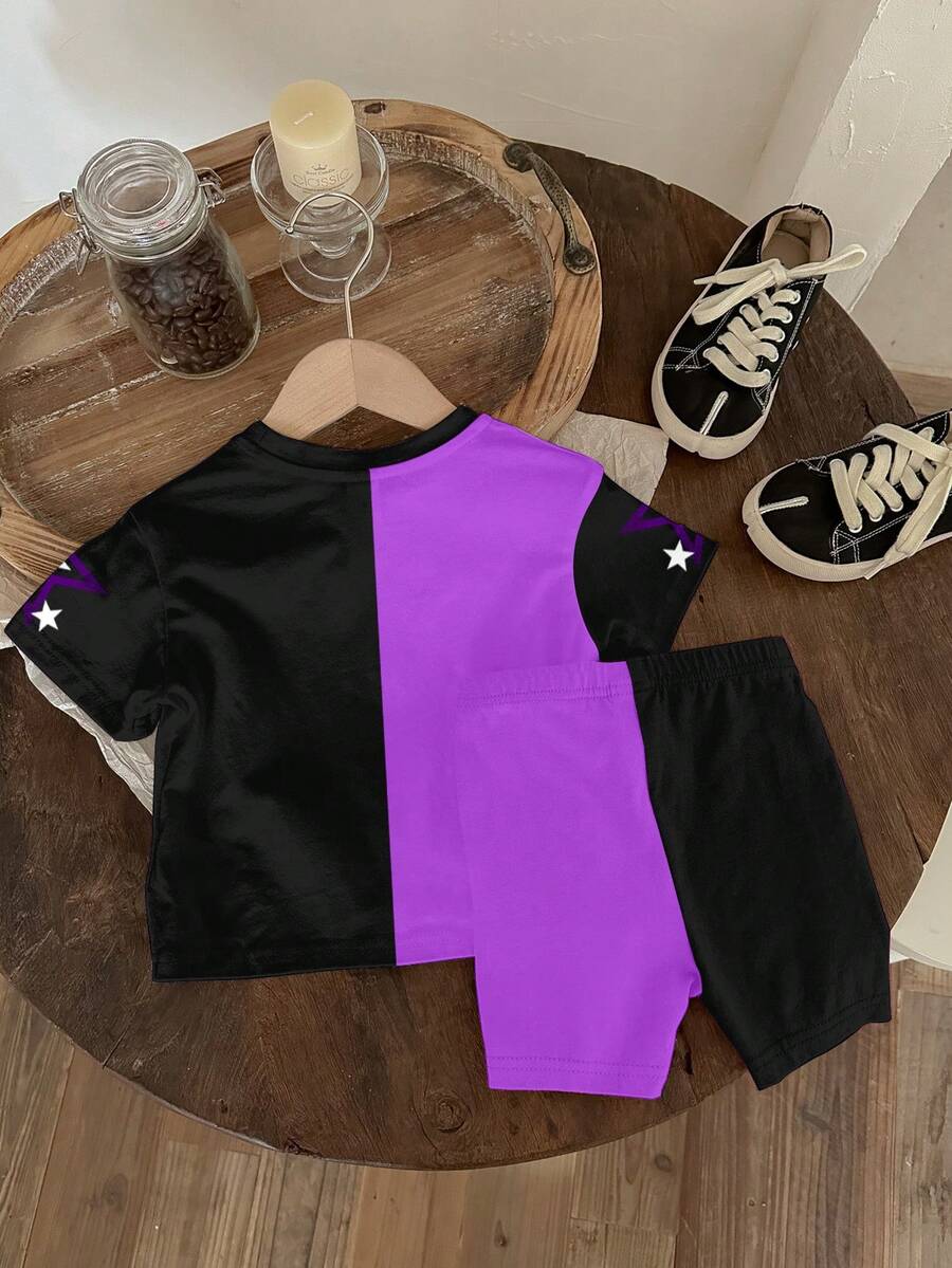 Casual Short Sleeve Top & Matching Shorts Set for Infant Girls