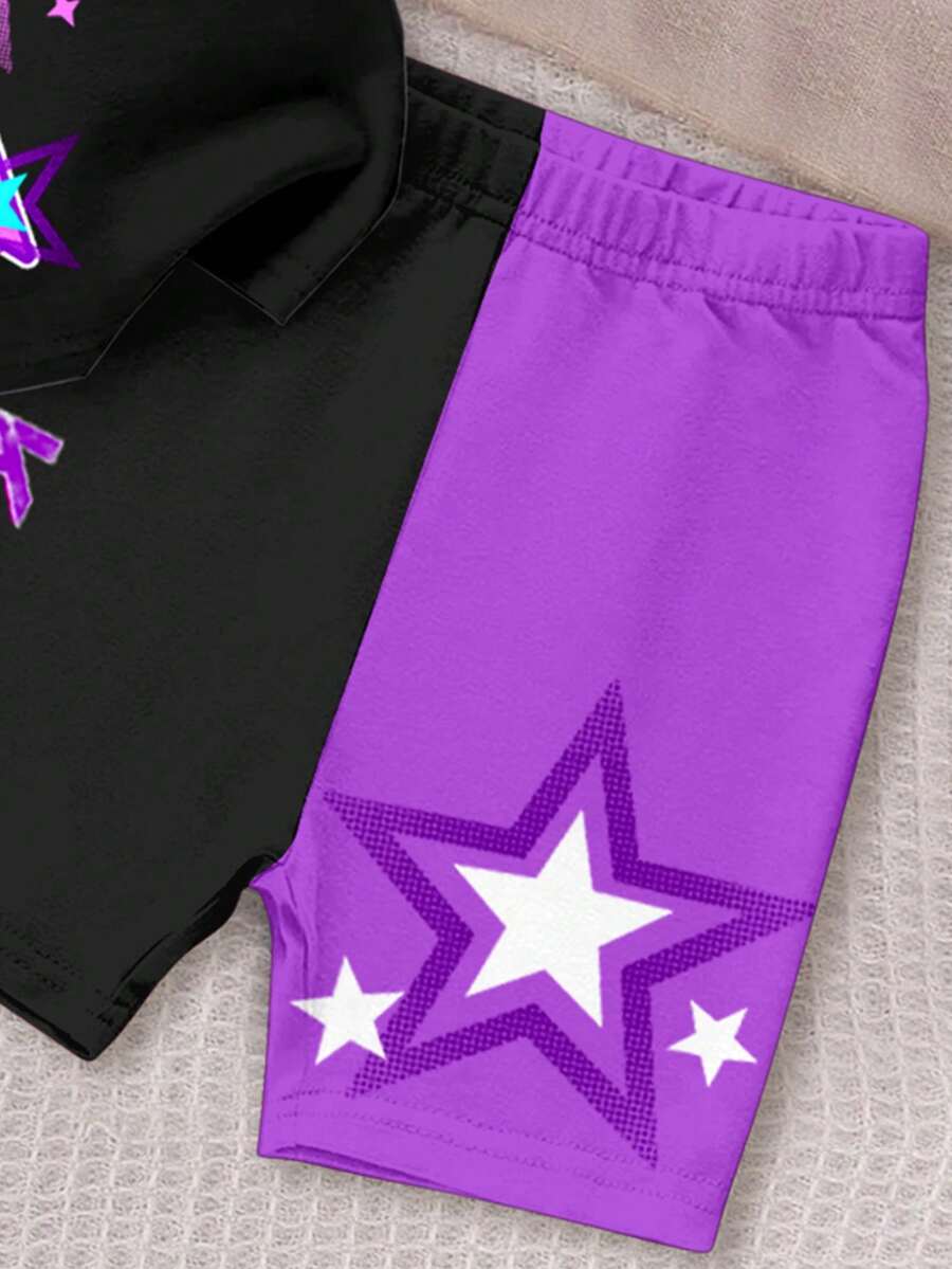 Casual Short Sleeve Top & Matching Shorts Set for Infant Girls