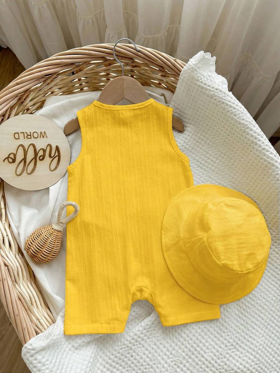 Baby Boy White Sleeveless Romper with Pockets Casual Short Jumpsuit for Everyday Wear