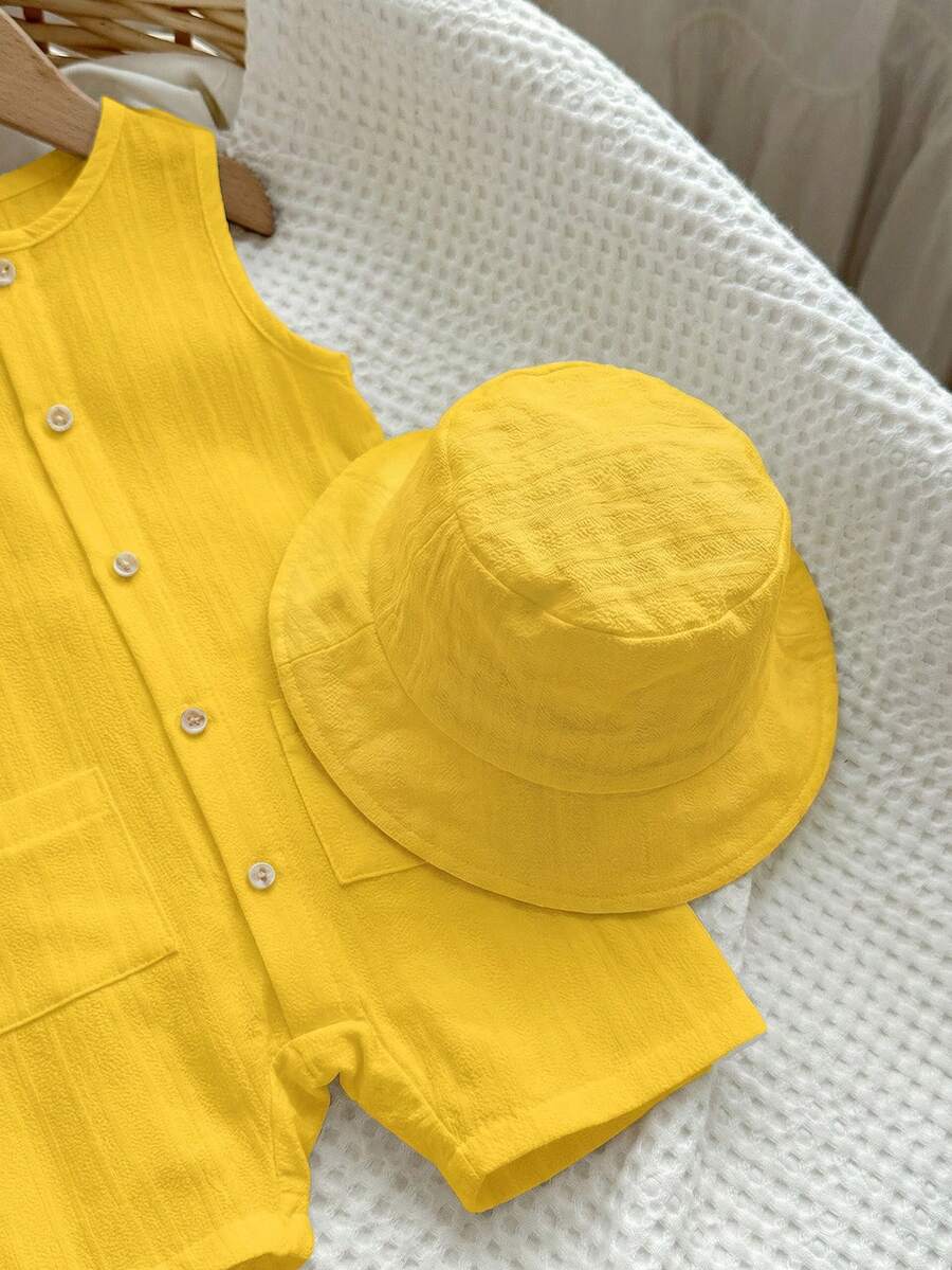 Baby Boy White Sleeveless Romper with Pockets Casual Short Jumpsuit for Everyday Wear