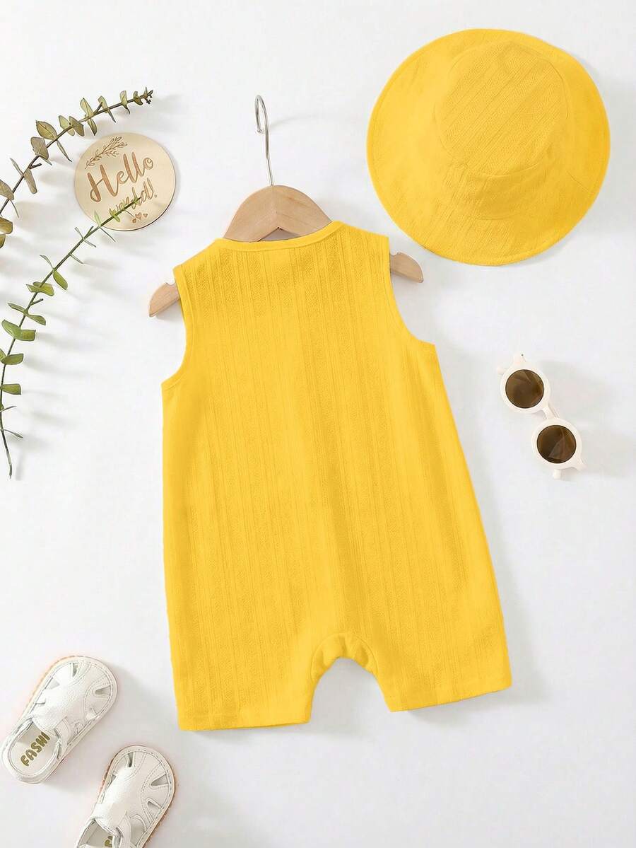 Baby Boy White Sleeveless Romper with Pockets Casual Short Jumpsuit for Everyday Wear