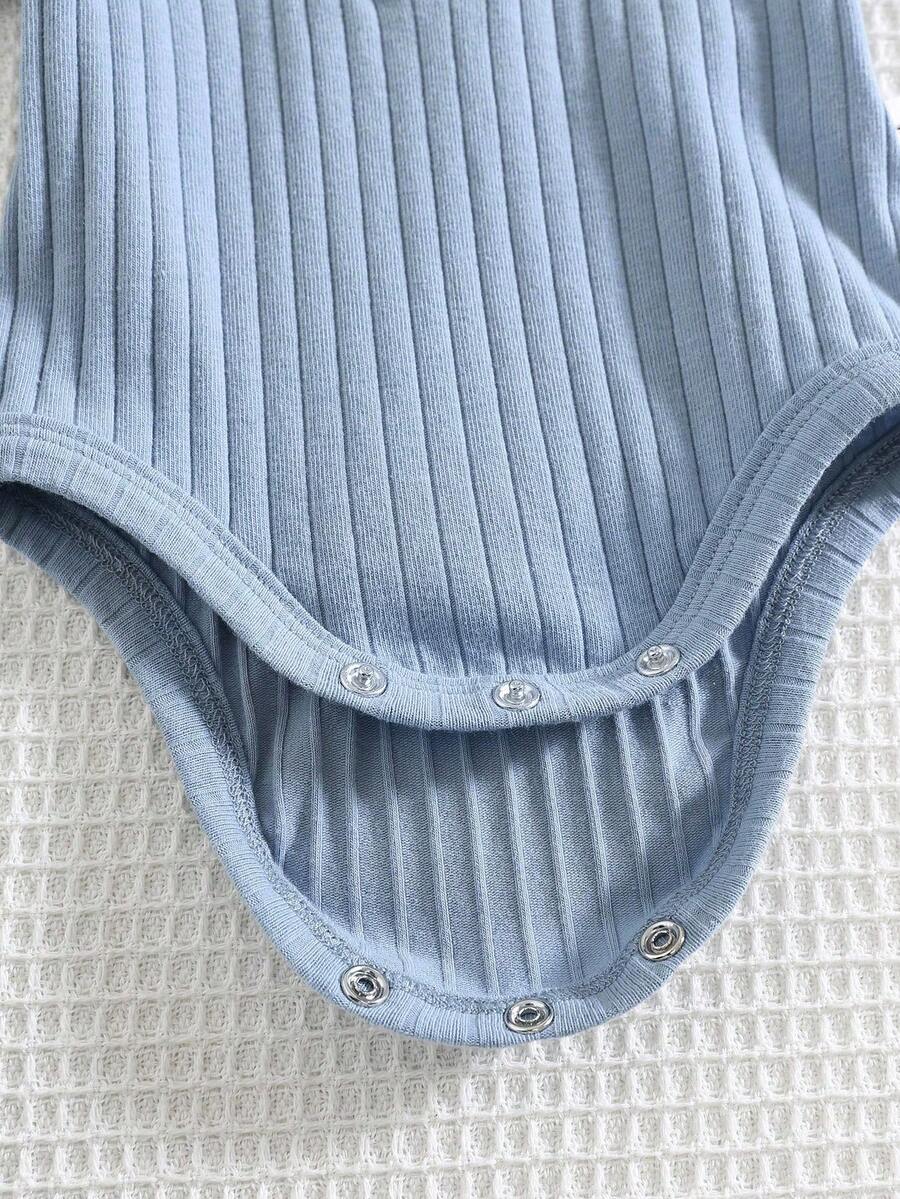 Striped Bodysuit and Shorts 4 Piece Outfit Set for Cute Summer Daily Wear