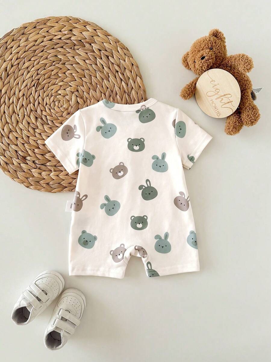 Cartoon Pattern Knit Romper for Cute Casual Baby Boy Daily Wear