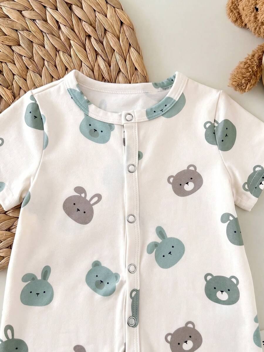 Cartoon Pattern Knit Romper for Cute Casual Baby Boy Daily Wear