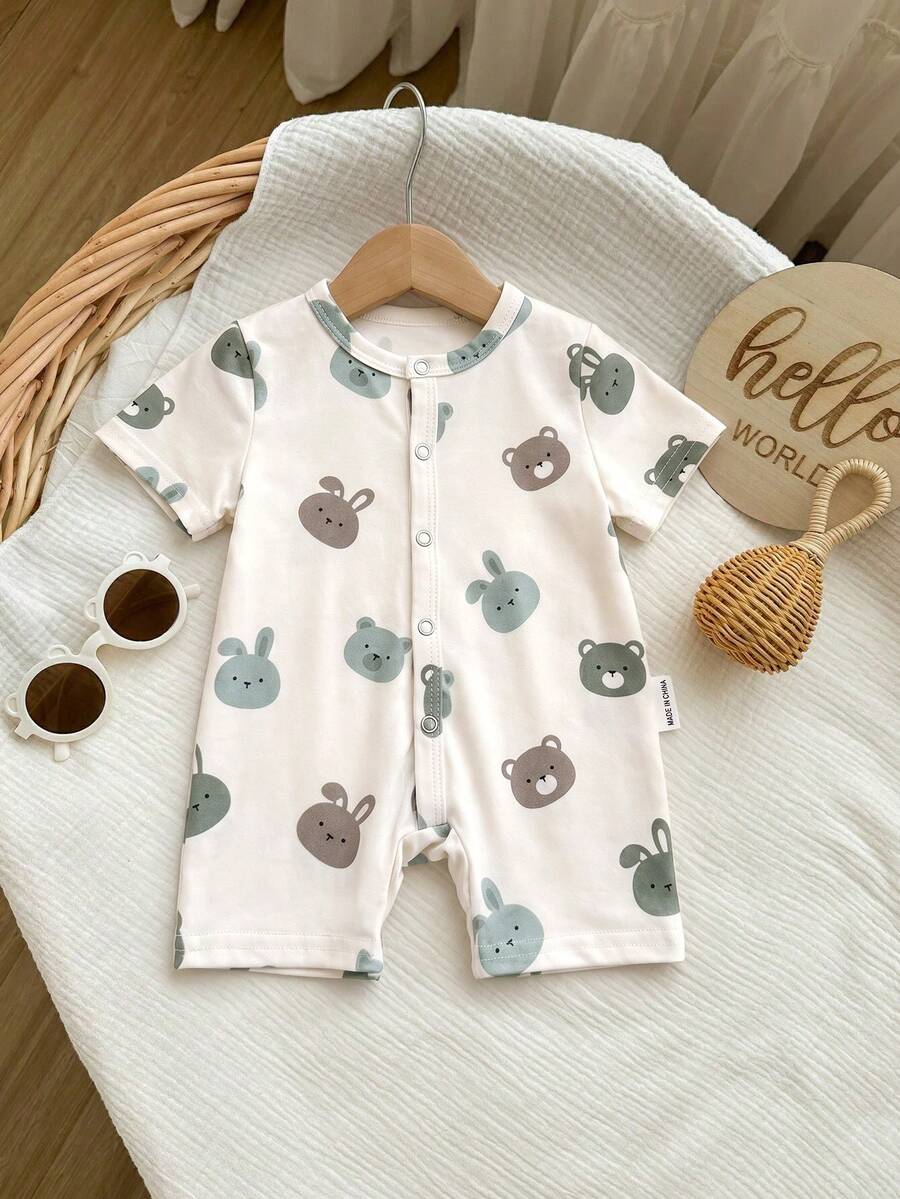Cartoon Pattern Knit Romper for Cute Casual Baby Boy Daily Wear