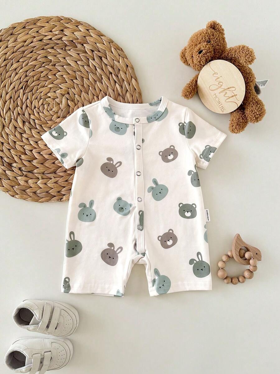 Cartoon Pattern Knit Romper for Cute Casual Baby Boy Daily Wear