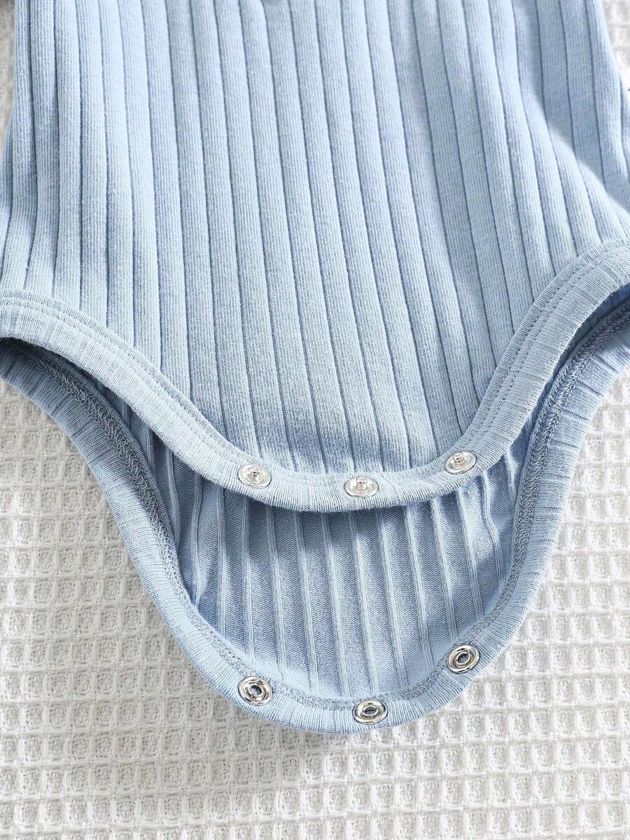 Striped Bodysuit and Shorts 4 Piece Outfit Set for Cute Summer Daily Wear