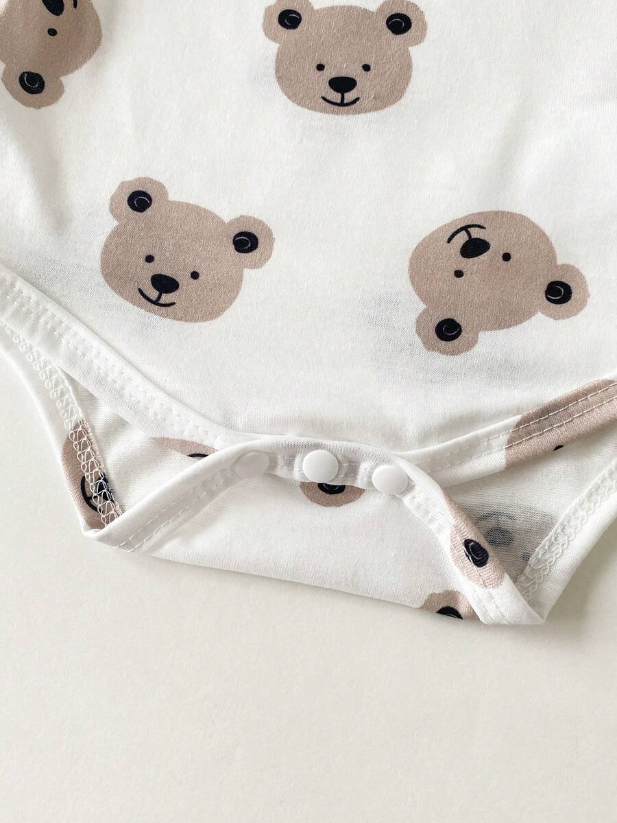 Baby Boys Brown Bear Romper Shorts and Hat Set for Summer Outdoor Wear