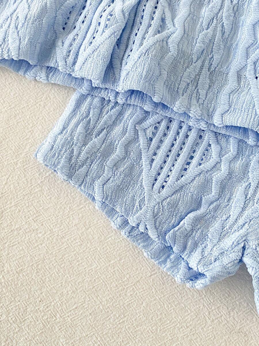 2PCS Baby Knitted Jacquard Shirt and Shorts Set for Casual Summer Outings