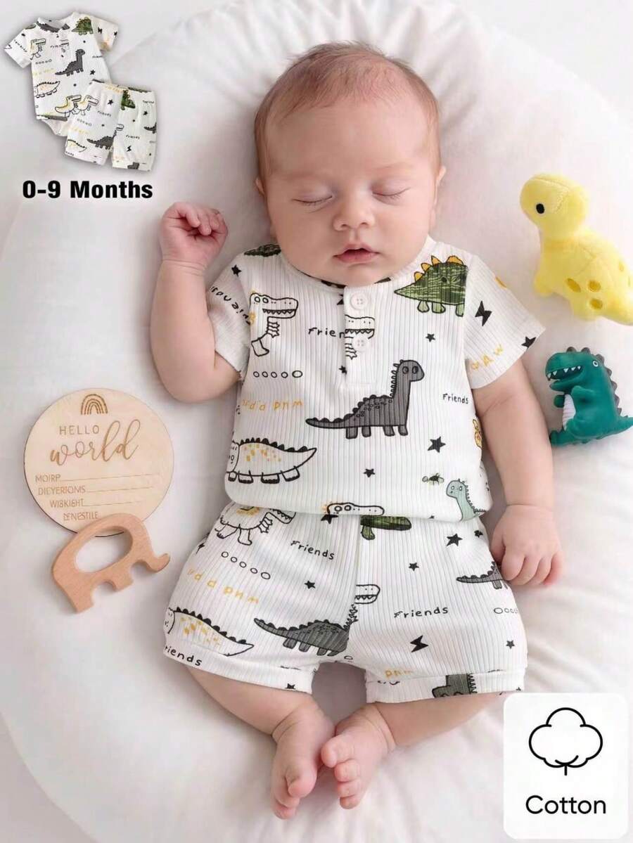 Baby Lion Print Romper and Shorts Set for Daily Wear and Photoshoots