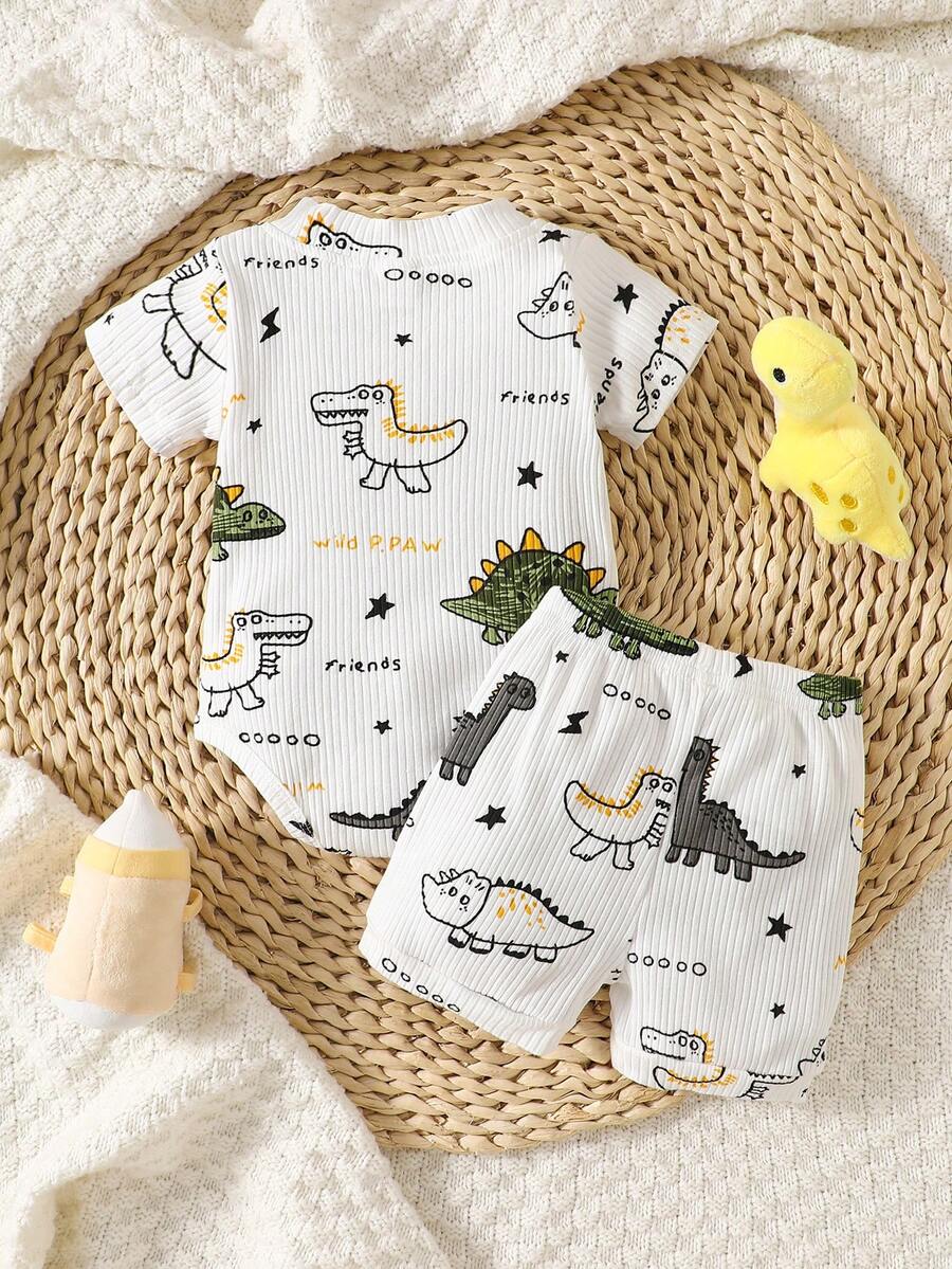 Baby Lion Print Romper and Shorts Set for Daily Wear and Photoshoots