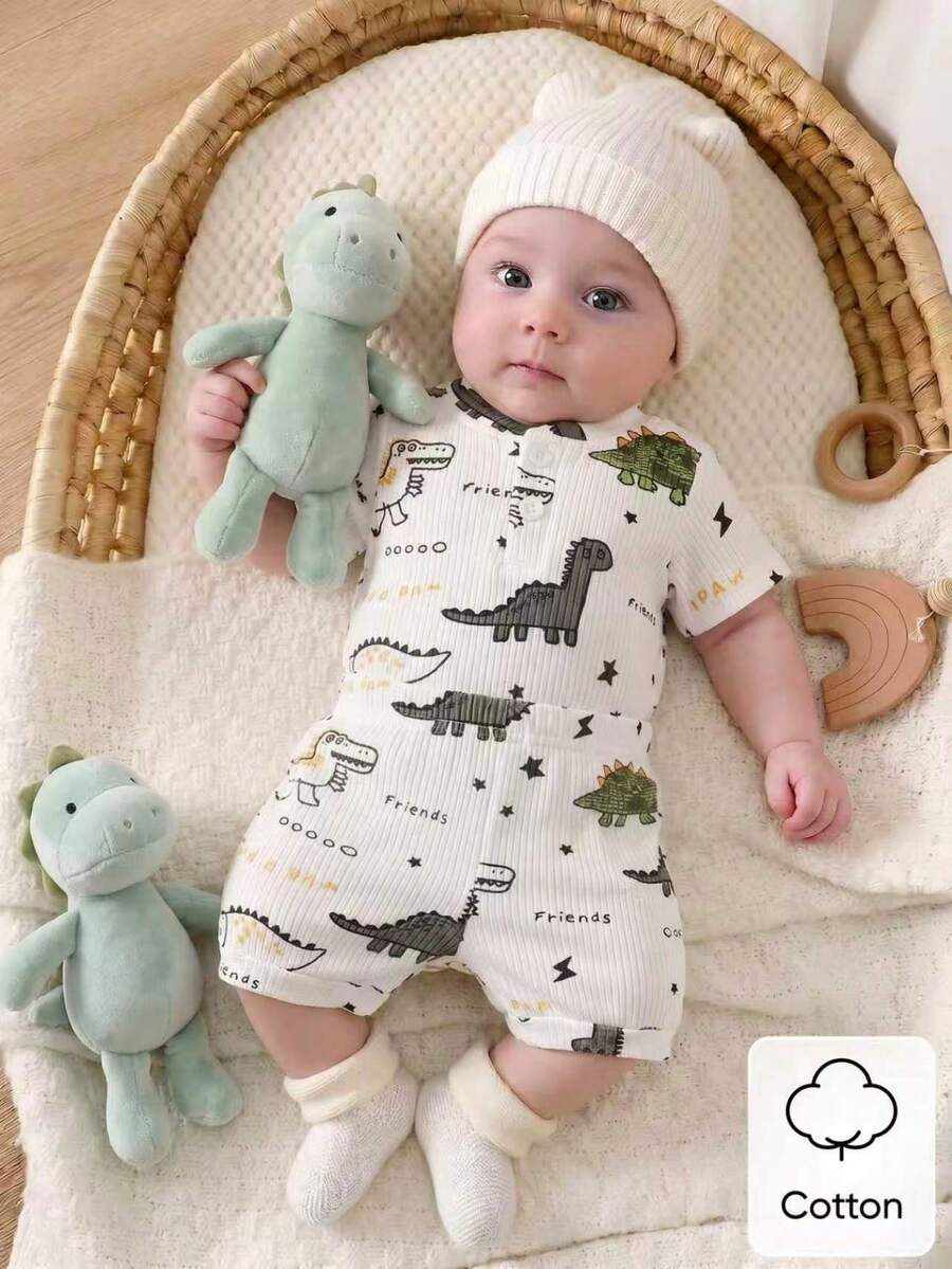 Baby Lion Print Romper and Shorts Set for Daily Wear and Photoshoots