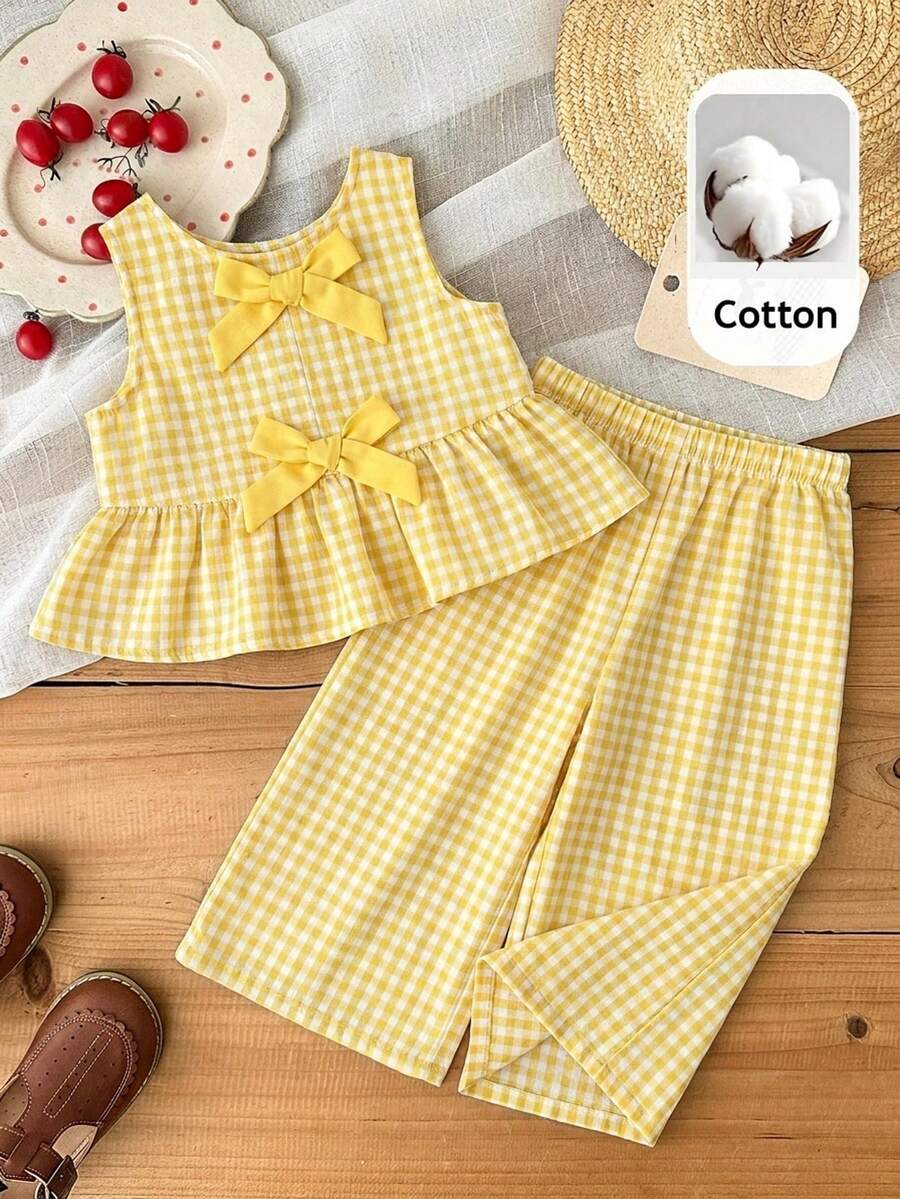 Casual Summer Pants Outfit For Kids Girls Ditsy Floral Fashion Wear