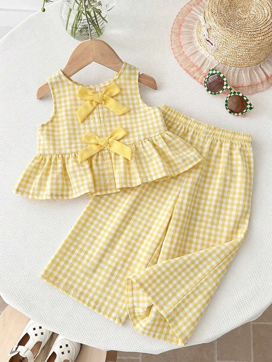 Casual Summer Pants Outfit For Kids Girls Ditsy Floral Fashion Wear