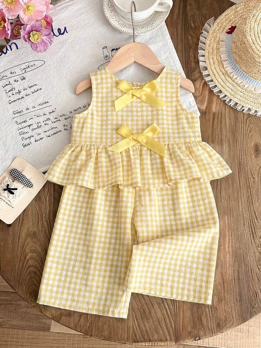 Casual Summer Pants Outfit For Kids Girls Ditsy Floral Fashion Wear